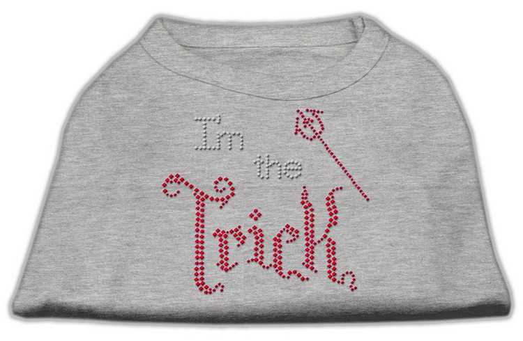 I'm the Trick Rhinestone Dog Shirt Grey Lg